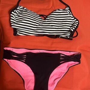 Victoria's Secret Black and White Striped Bikini